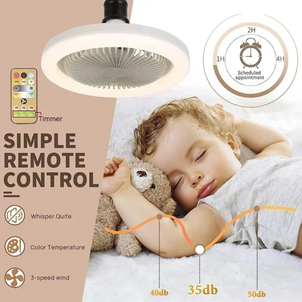 New LED Fan Light for Home Living Room Three Color Ceiling Fan Light Remote Control and Switching to Bedroom Fan Light 3