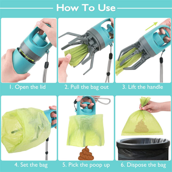 Portable Lightweight Dog Pooper Scooper With Built-in Poop Bag Dispenser Eight-claw Shovel For Pet Toilet Picker Pet Products - Image 6